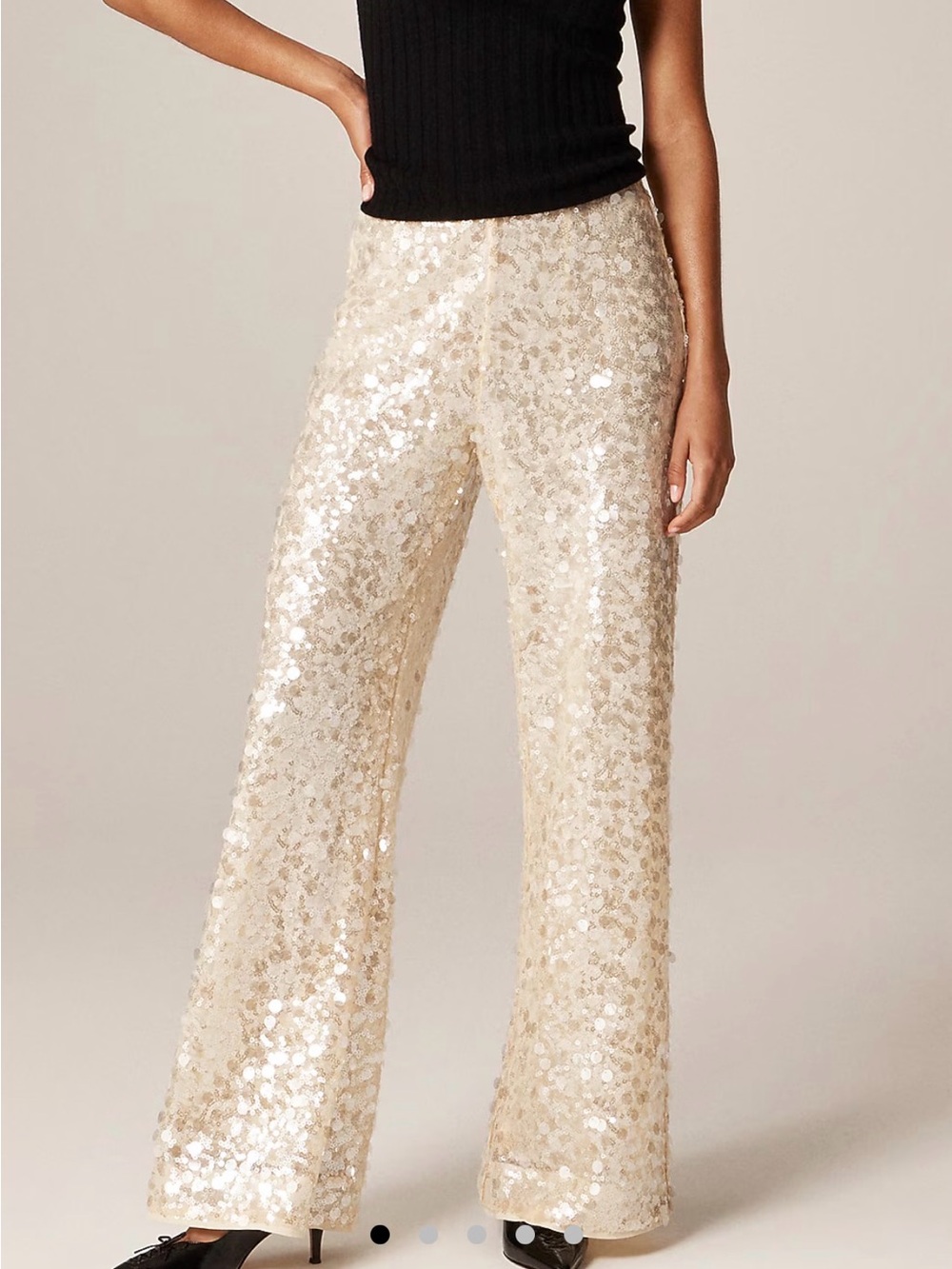 J. Crew Collection Cosmo Cream Sequin Wide-Leg Pants Sz L NWOT